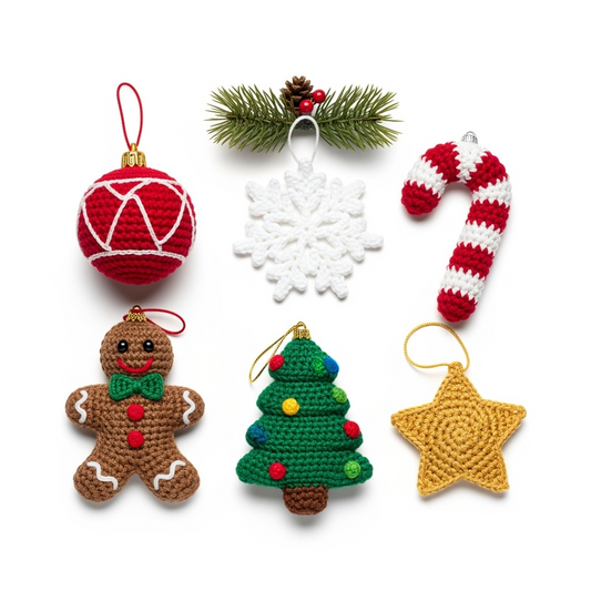 6 Christmas Ornaments Crochet Patterns PDF - Easy Step-by-Step Guide