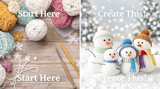 Snowman Family Crochet Pattern PDF - Amigurumi Christmas Pattern - 3 Sizes (12", 9", 6") - Instant Download