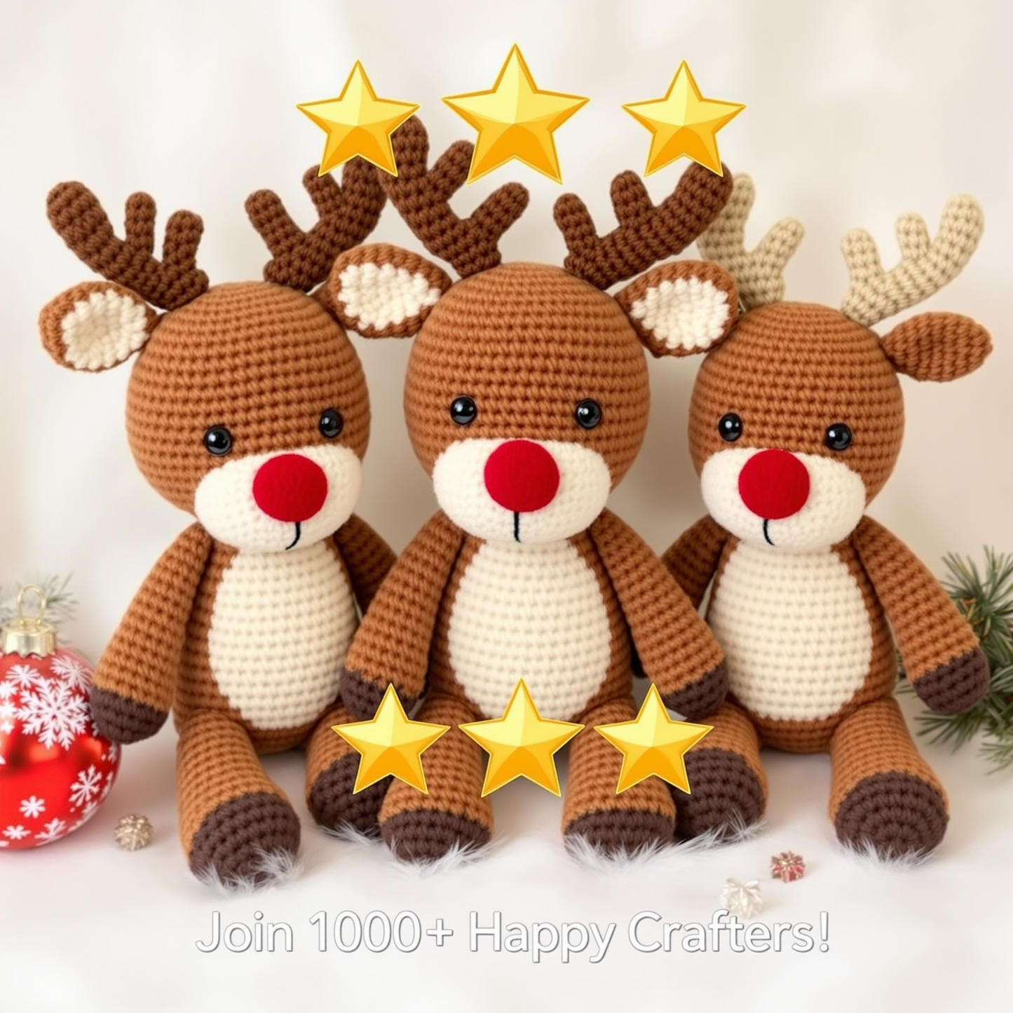 Rudolph Reindeer Crochet Pattern PDF - Instant Download Amigurumi Christmas Pattern - Beginner Friendly Holiday Craft Tutorial