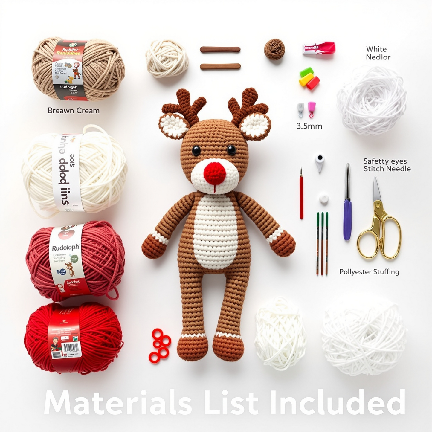 Rudolph Reindeer Crochet Pattern PDF - Instant Download Amigurumi Christmas Pattern - Beginner Friendly Holiday Craft Tutorial