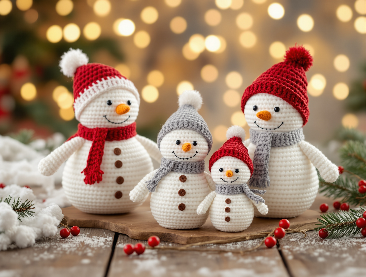 Snowman Family Crochet Pattern PDF - Amigurumi Christmas Pattern - 3 Sizes (12", 9", 6") - Instant Download
