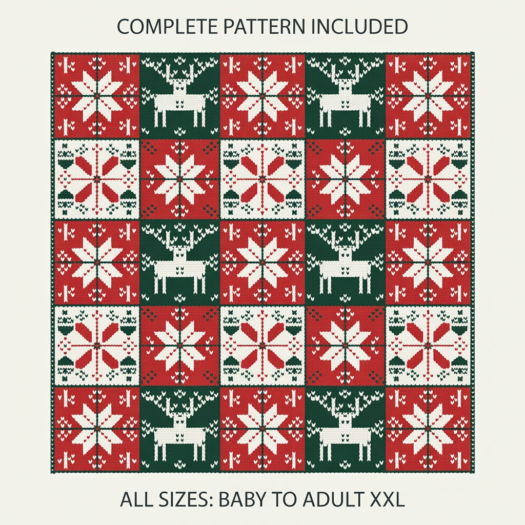 Matching Family Christmas Sweaters Knitting Pattern PDF - Fair Isle
