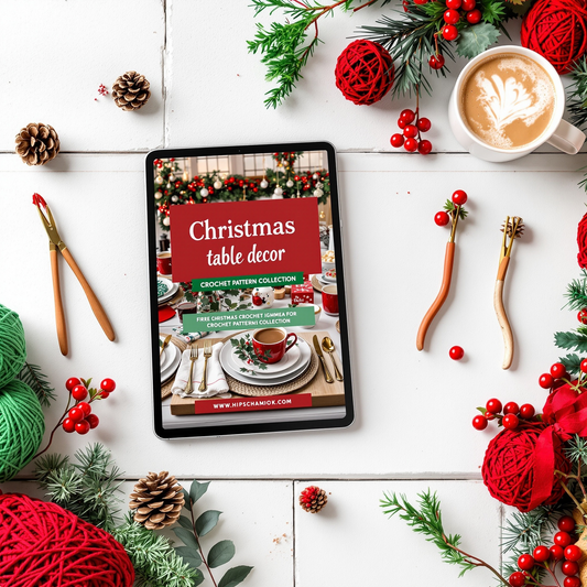 Christmas Table Decorations Crochet Pattern - 17 PDF Patterns for Holiday Coasters, Napkin Rings & Table Runner - Easy Beginner Friendly Gift Idea
