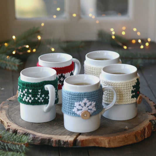 Christmas Crochet Cup Holder Pattern PDF - 5 Holiday Cozy Designs